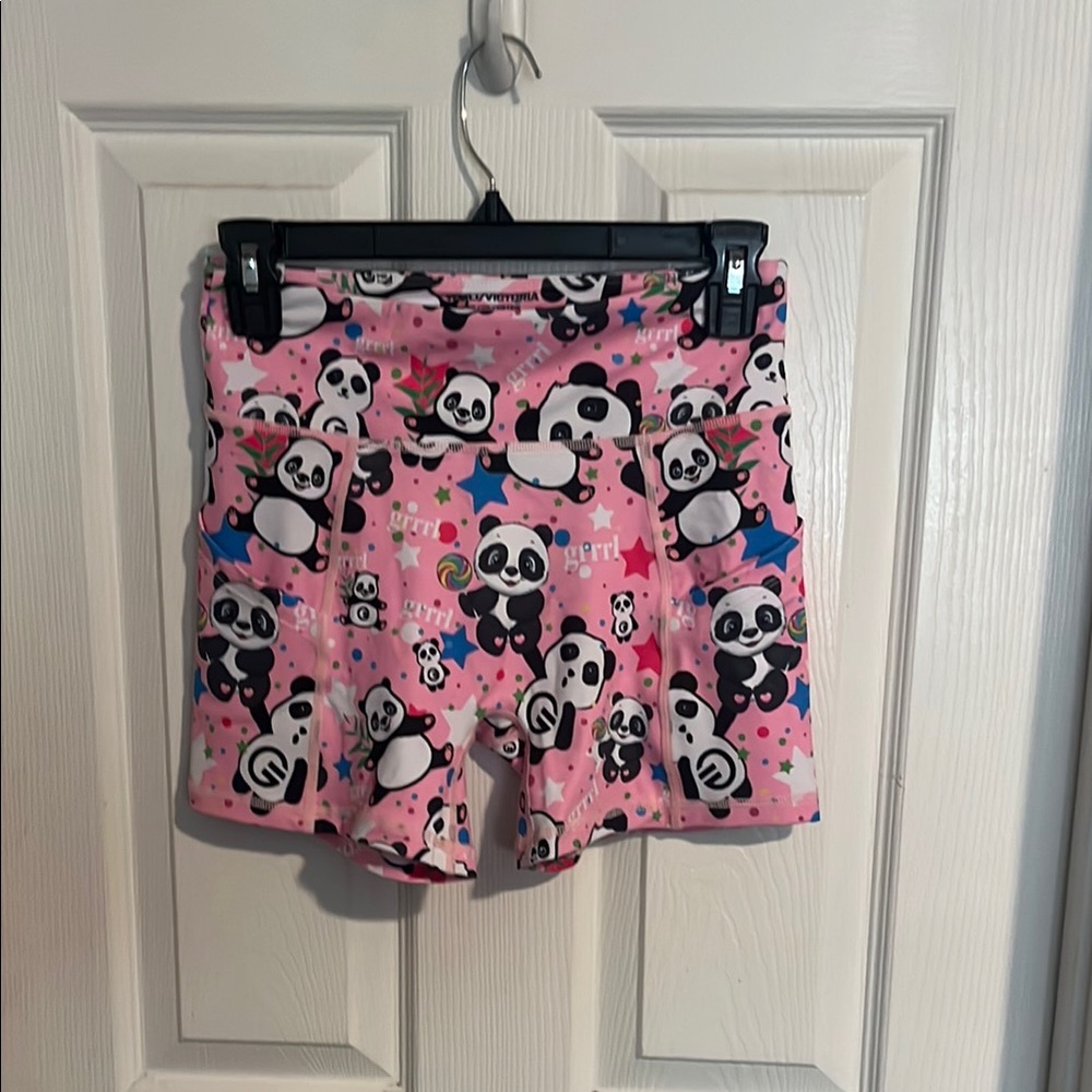 Grrrl Panda Print Pocketed Shorts